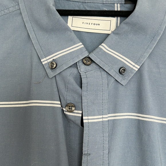 Blue stripe long sleeve cotton button up for men - Picture 2 of 3